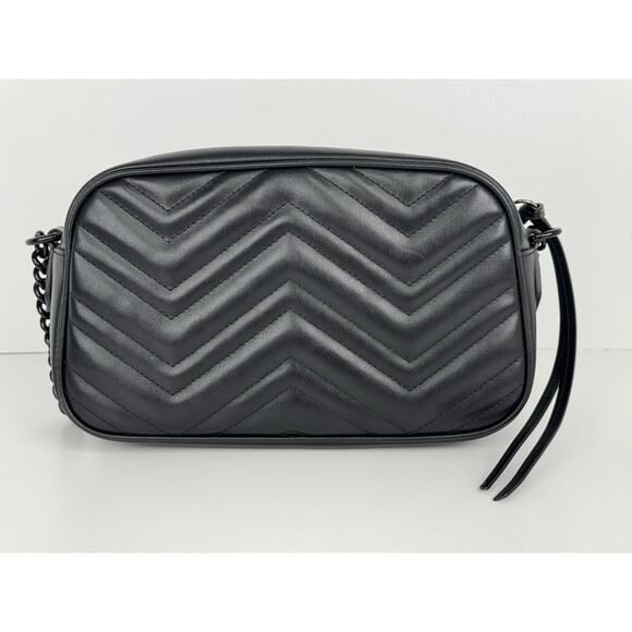 Gucci Matelassé Monochrome Small GG Marmont Chain Shoulder Bag Black B-9 - Picture 4 of 16